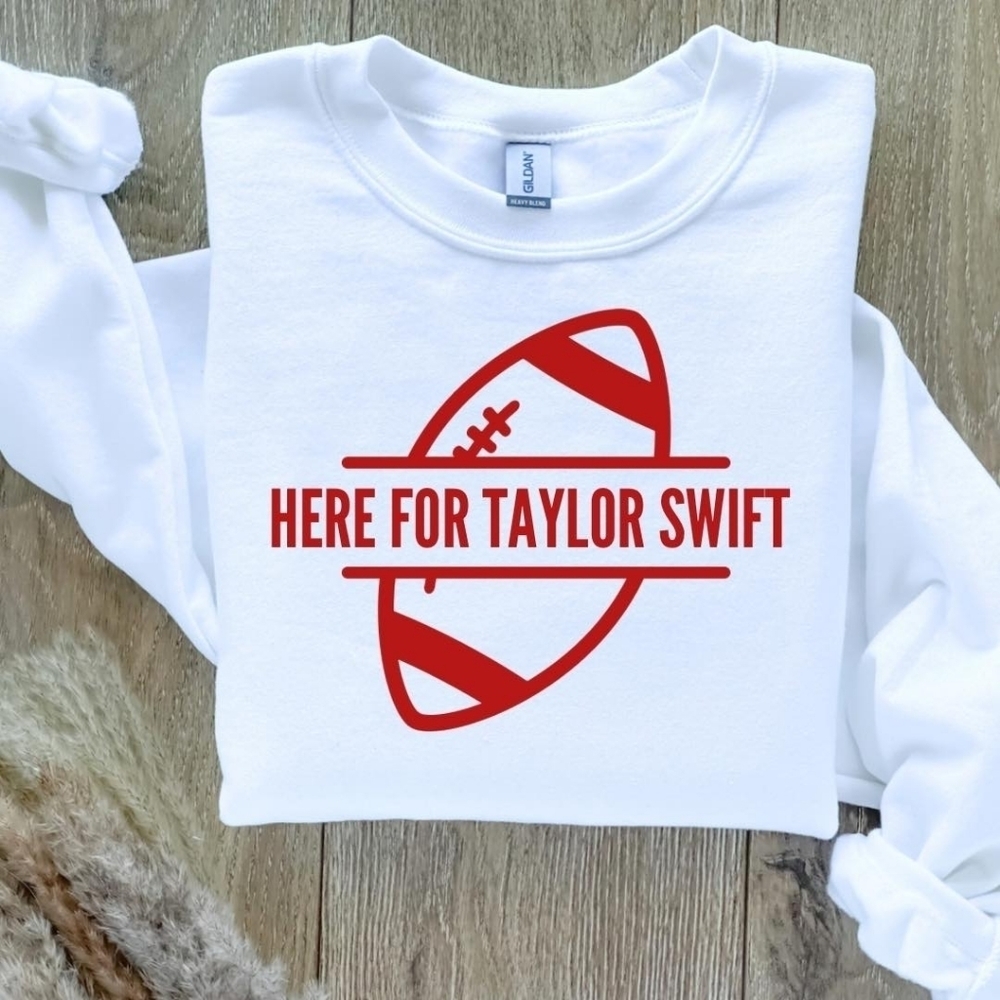 Here For Taylor Swift Football Sweatshirt Sweater Hand Crafted